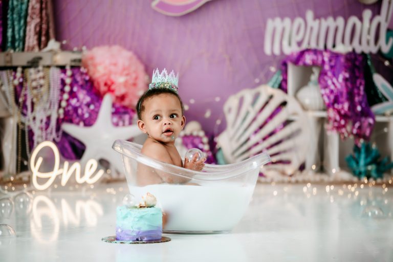 Winston Salem Cake Smash Photographer | Mermaid first birthday session