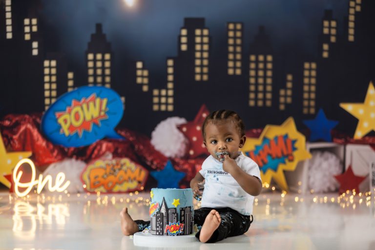 Winston-Salem Baby Photography | Superhero Cake Smash Session