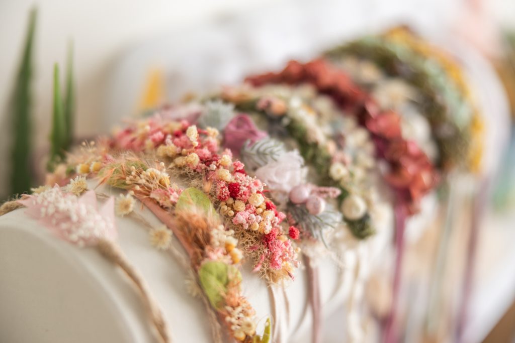 newborn photography headband made with dry florals