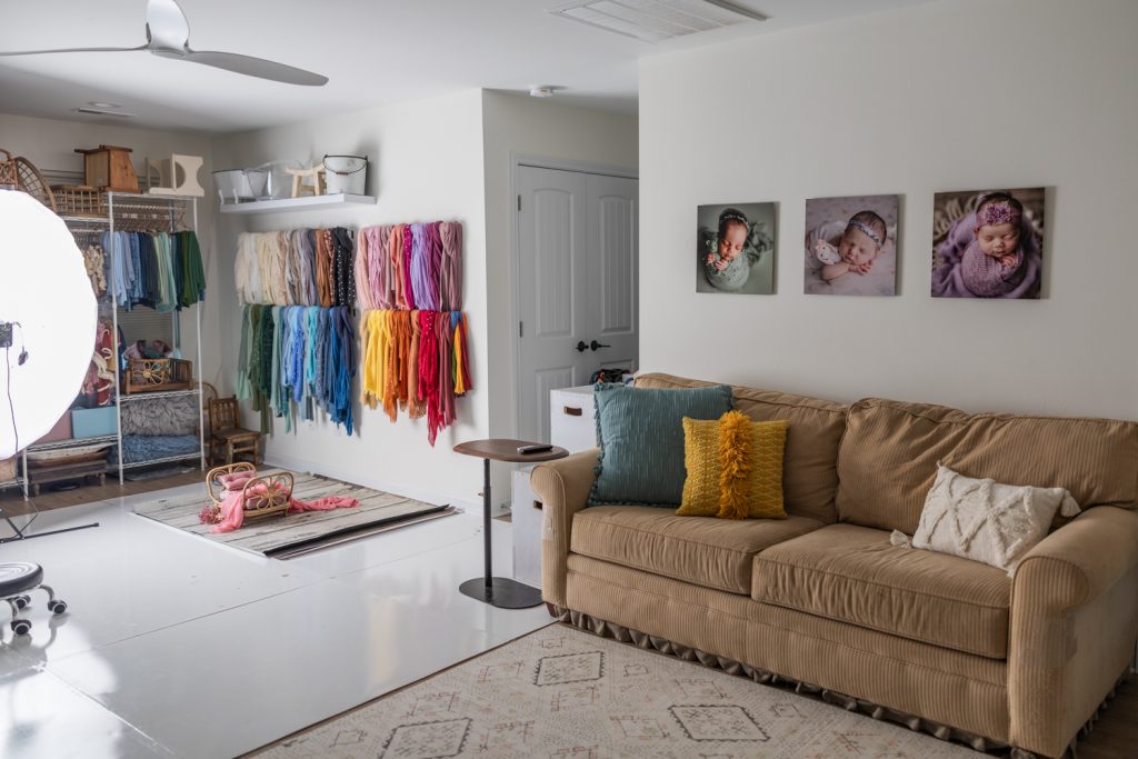 winston salem newborn photo studio resting area